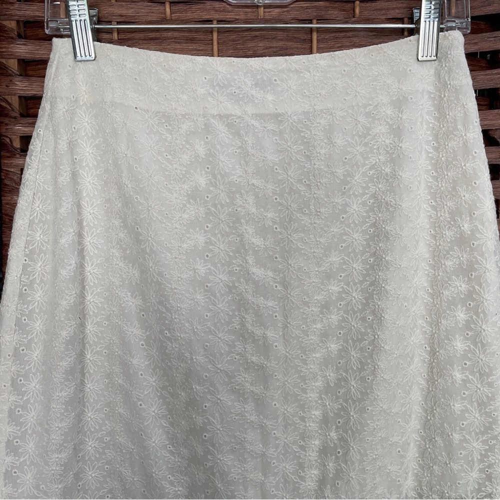 Lulu's Cream Midi Skirt with Fringe Hem, Boho Coastal Cowgirl Hippie, Size S. - Picture 3 of 8